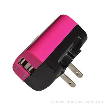 Dual USB Wall Charger for iPad, Portable, 100V-240V AC, 5V DC/2A, Colorful